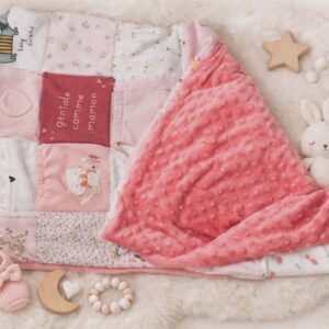 Plaid souvenir bébé patchwork personnalisé