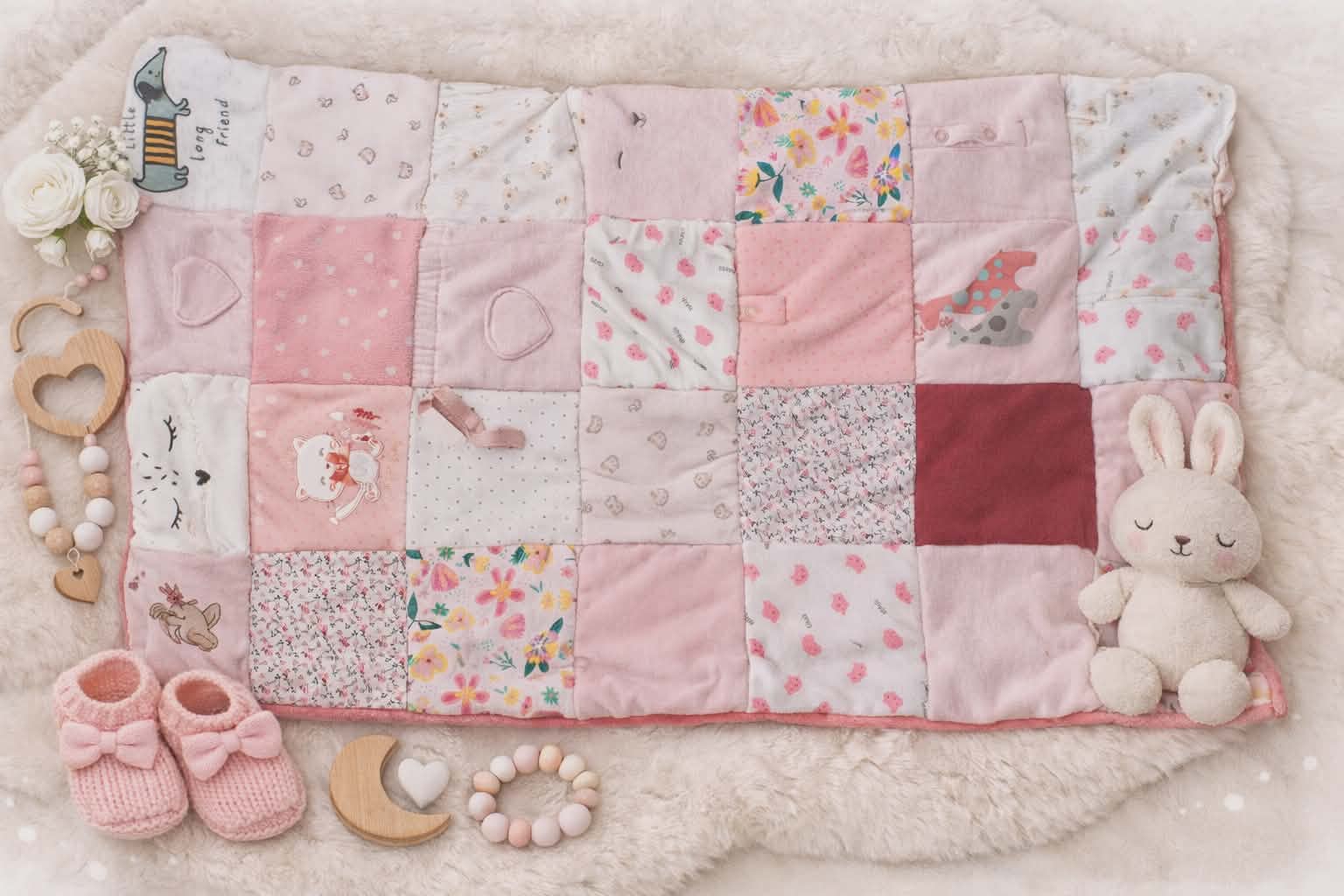 Plaid souvenir bébé patchwork personnalisé – Image 2