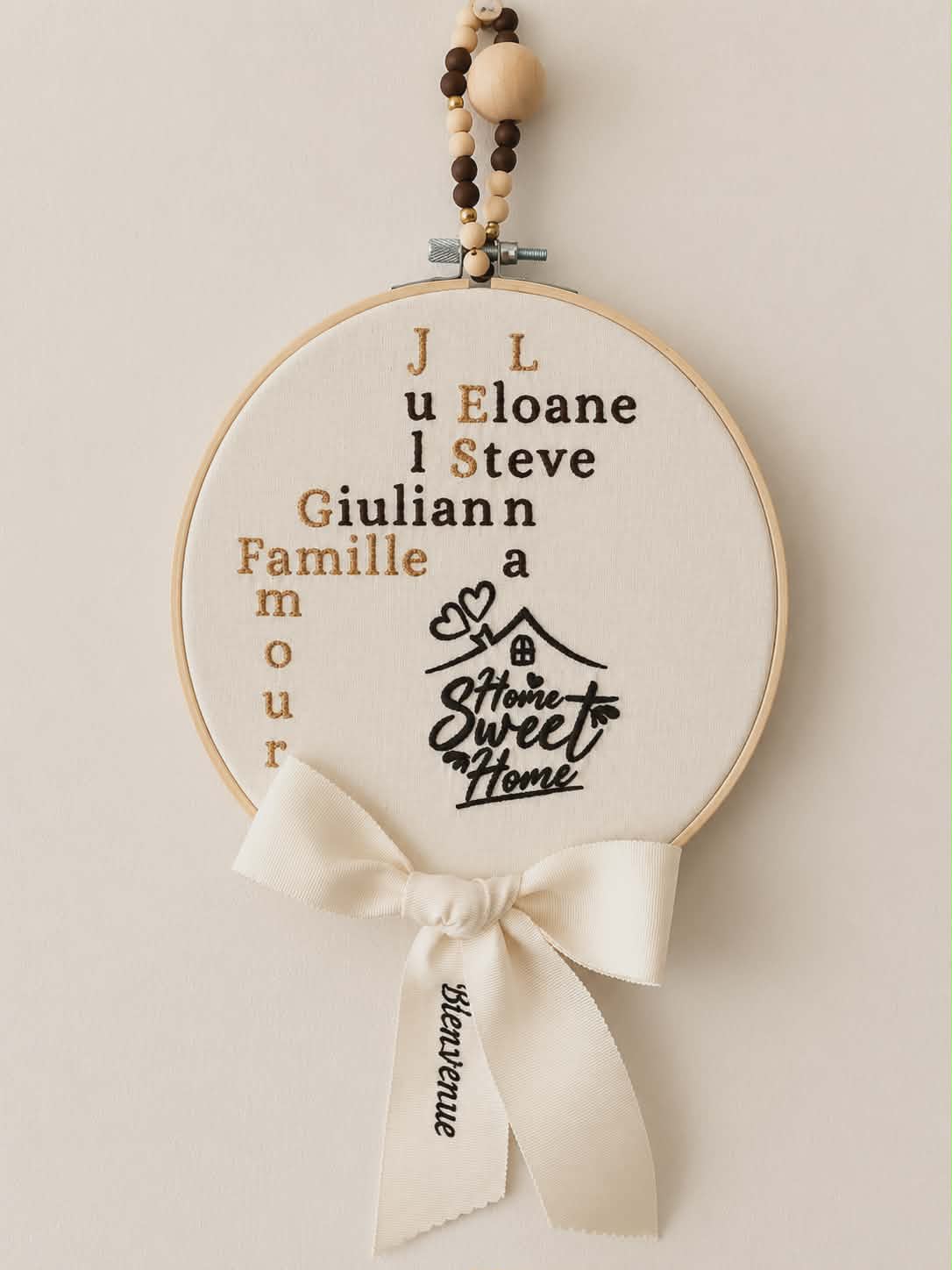 Tambour brodé personnalisé – Home Sweet Home